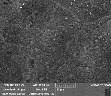 Closeup of electronic component under electron microscope
